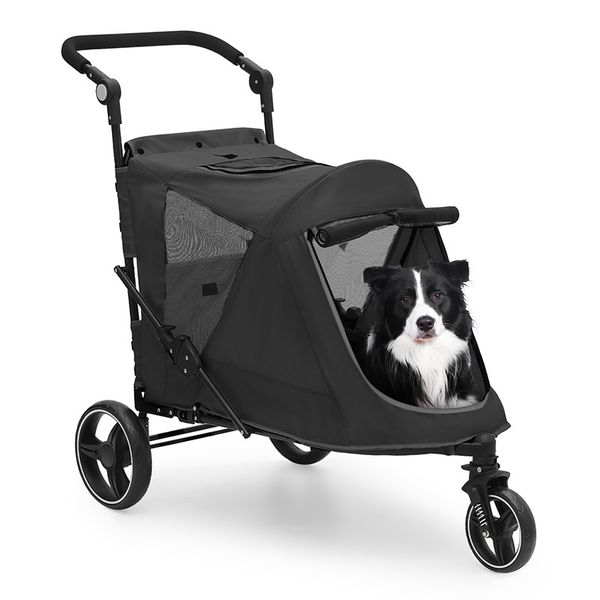 Pet Stroller w/3-Wheels&360 Swiveling For Large Dogs Or Multiple Dogs Cats,Black