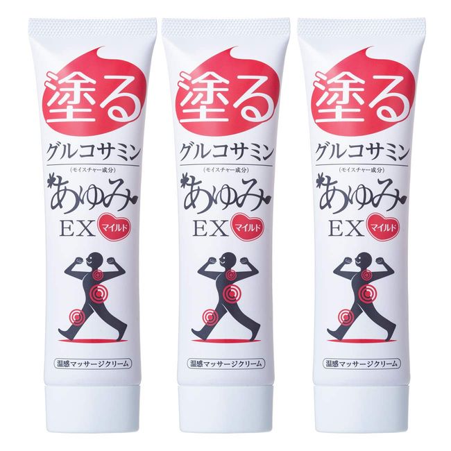 Glucosamine Painted Ayumi EX Mild 3 Pieces, Warm Massage Cream, Warm and Comfortable, Knees, Waist, Shoulders, Relaxing Hyaluronic Acid, Chondroitin, MSM Formulated Gel