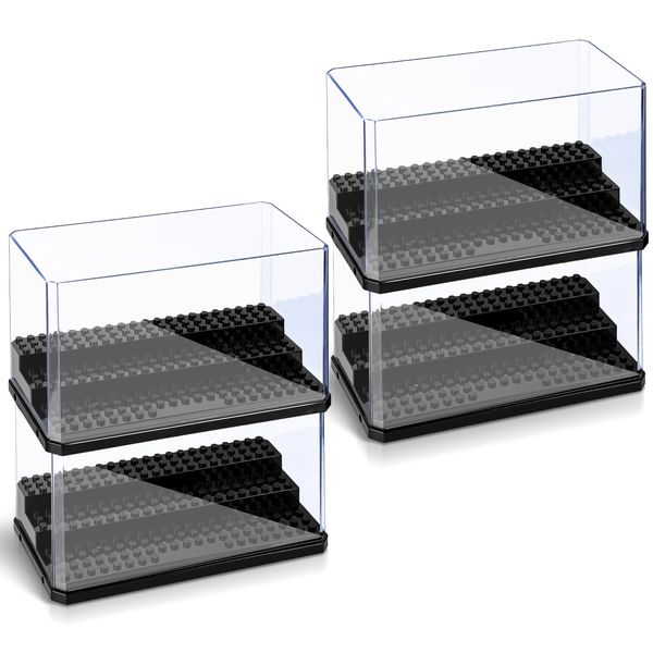 WETANBR Medium-Sized Display Case Compatible with Miniatures, Stackable & Dustproof Building Block Display Case Gift for Action Figures & Miniature Toys Lovers (4 Pack)