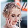 IYOU Crystal Bridal Head Chain Silver Layered Bride Headpiece Tassel Rhinestone Headband Hair Piece Festival Wedding Hair Accessories for Women (Gold)