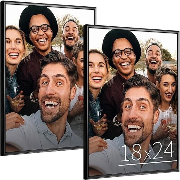 Anozie 18x24 Picture Frame Black, designer Picture Frames with HD Plexiglass