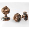 UNDERGROUND PARTS Jones & Grey Vintage Regency Style Solid Brass Reeded Round Door Knobs Handles - Antique Copper (Latch Door Knobs Handles)