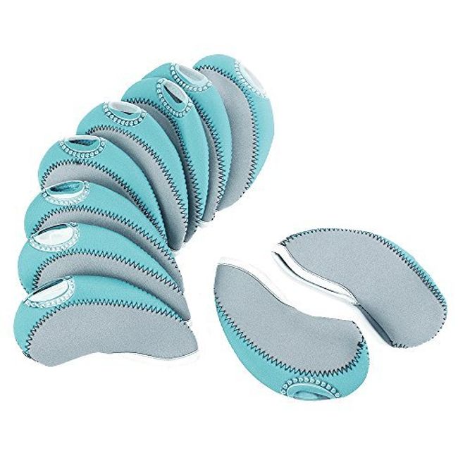 Neoprene Golf Club Irons Head Covers Ball Head Protective Cover Fashionable Useful Headcover 7 Colors Set of 10 (Gray+Light Blue) Callaway Teal