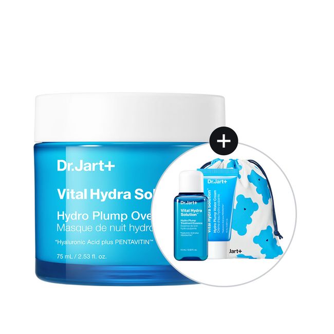 [NEW] Dr. Jart Vital Hydra Solution Hydro Plump Overnight Mask 75ml (+ Bear Pouch/Essence 15ml/Water Cream 15ml)