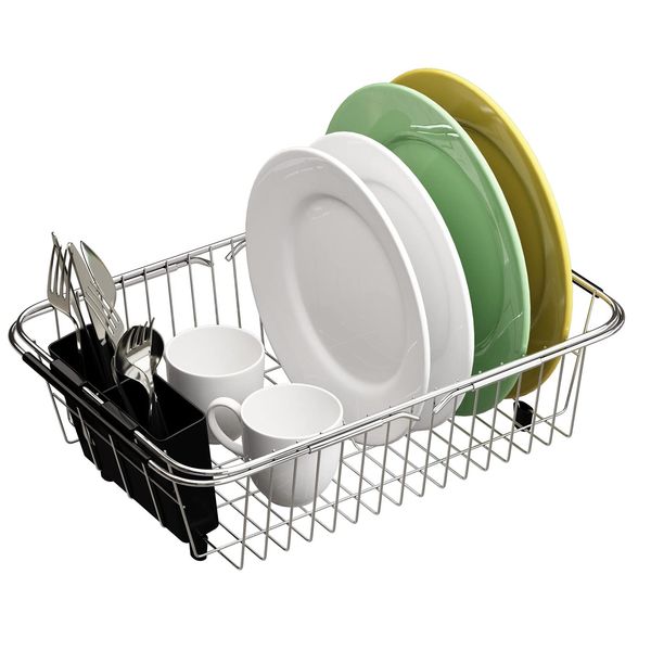 TESOT Adjustable Over Sink Dish Rack Stainless Steel Dish Drying Rack On Counter or in Sink, Rustproof