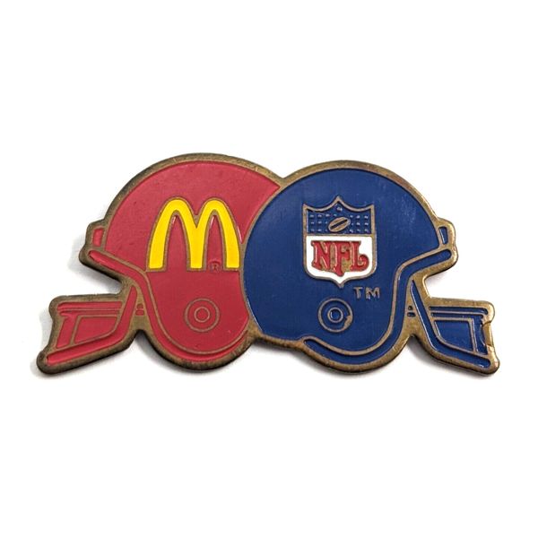 VTG McDonald's Golden Arches & NFL Logo Football Helmets Pin Sports Advertise