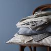 King Window Pane Gray Bed Linen Set with Built-In Elastic Sheet Straps