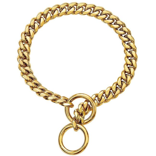 Gold Cuban Link Dog Necklace Collar for Small Medium Large Dogs, Cute Dog Collar