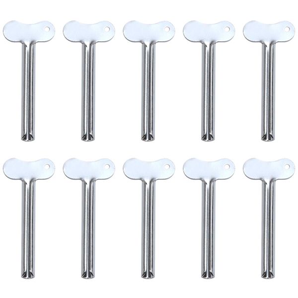 Azure Zone, 10 Pcs Stainless Steel Toothpaste Tube Squeezers Key Roller Tube Creams Paint Squeezer Tool for Bathroom Hair Dye Cosmetic