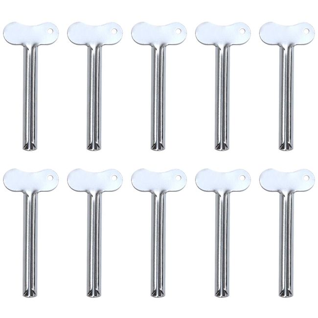 Azure Zone, 10 Pcs Stainless Steel Toothpaste Tube Squeezers Key Roller Tube Creams Paint Squeezer Tool for Bathroom Hair Dye Cosmetic