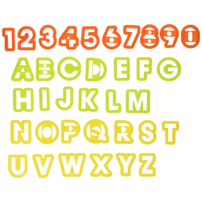 Tiger Crown Cookie Cutters Orange Yellow Green 47x38x12mm Cookie Cutters Alphabet & Number Polypropylene Letter Cutters 751 36 Pieces