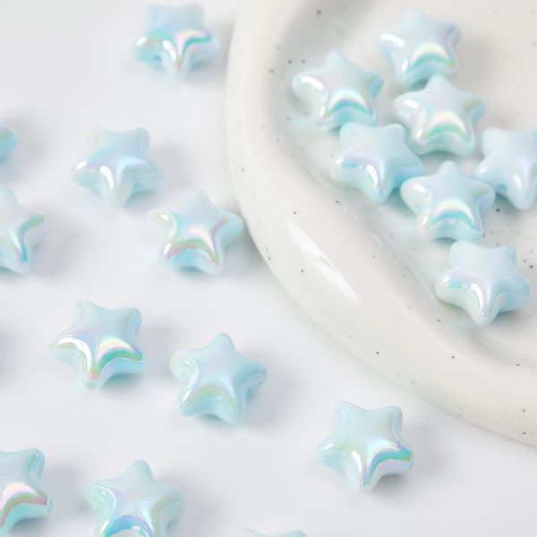 Pretty Jolly 20Pcs Big Star Beads Lovely Acrylic Beads for Jewelry Making Loose Beads for DIY Craft Pure-Colored Shaped Beads for Bracelet Making Necklace Keychain Wristband-Blue