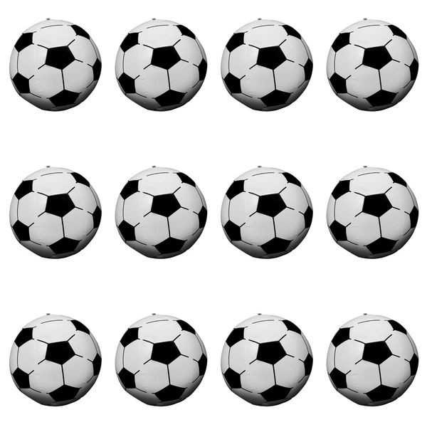 12 Pack - Inflatable Blow Up Giant 16" Black and White Soccer Ball Beach Balls