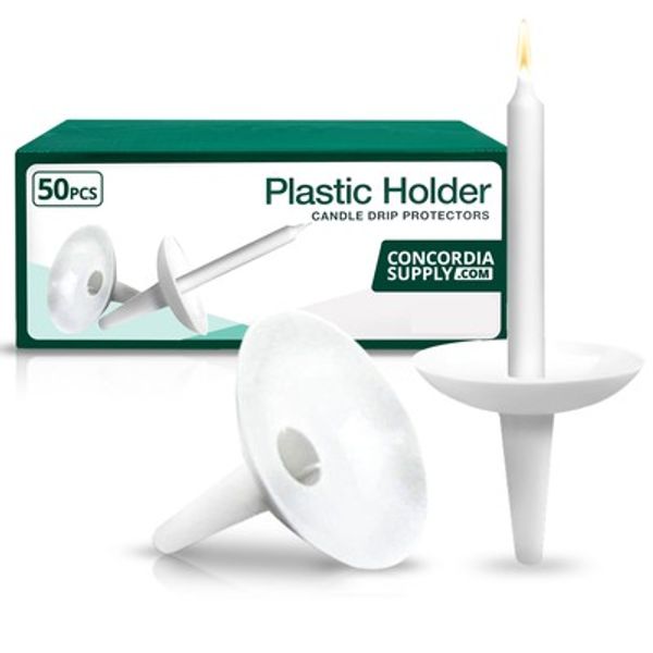 Candlelight Service Reusable Plastic Candle Holders for Candlesticks - 50 Pcs...