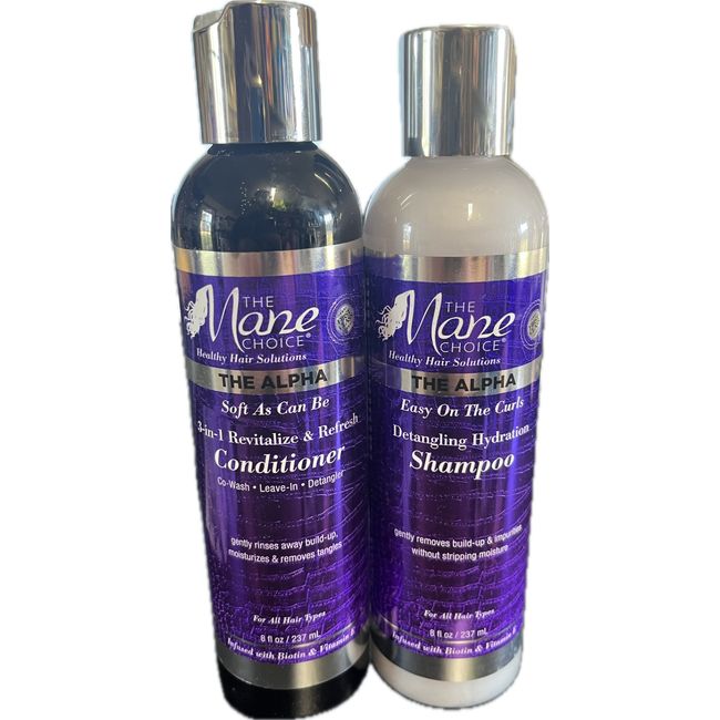 2 Pack, The Mane Choice Alpha 3-in-1 Conditioner + Alpha Detangling Shampoo 8oz.