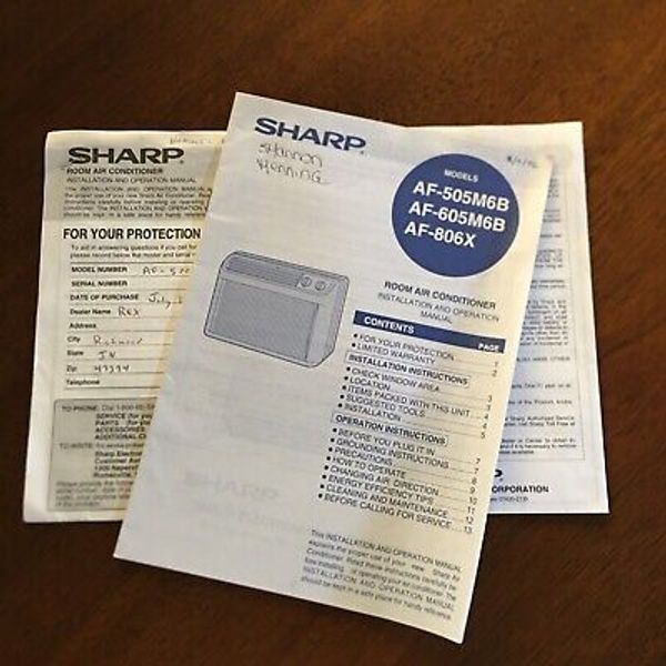 Sharp Air Conditioner for Window/Room Model AF-500X Instruction Manual Install