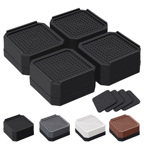 ANNKUT Bed Risers and Furniture Risers, Heavy Duty Adjustable Lifting Blocks for Couches, Desks, and Chairs, Elevates 1.5 Inches, Holds up to 4000 lbs (Black)