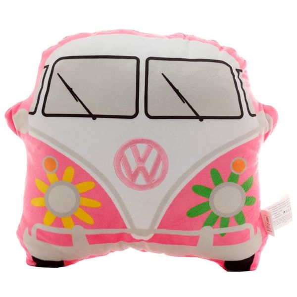 Puckator Volkswagen VW Camper Bus Plushies Cushion - Summer Love - Cute Room Decor - Preppy Bus Shaped Decorative Pillows - Decorative Stuffed Toy - Bedroom Accessories - Travel Pillow - With Fillings