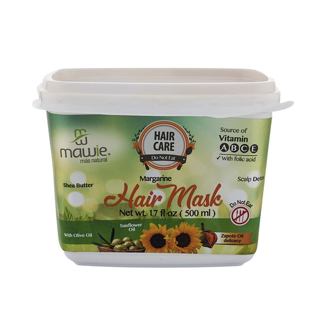 500 ML - Margarine hair mask for dry damaged hair, curly hair, provides shine, revitalizes, nourishes and moisturizes. MAWIE