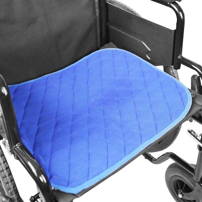 KMINA - Chair Pads Incontinence 5 Layers (x1 Unit, 15.7" x 19.7"), Washable Incontinence Chair Pads for Wheelchairs, Non-Slip Absorbent Incontinence Chair Protector Blue - Made in Europe