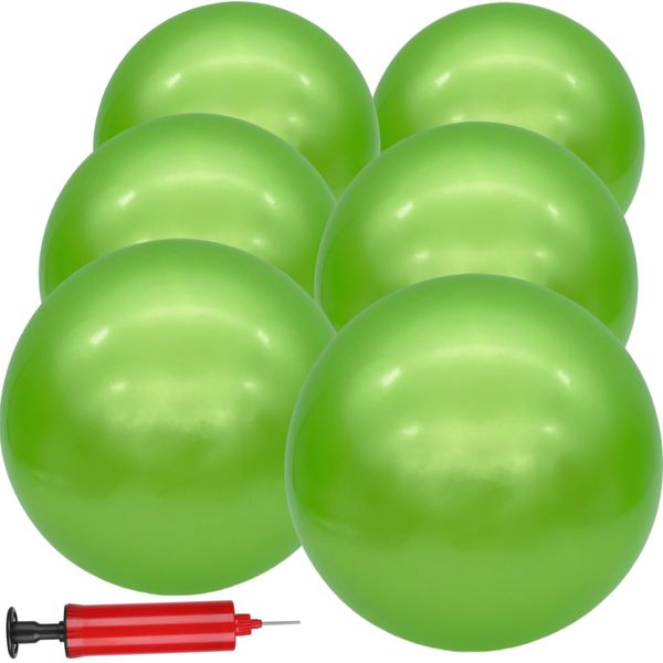 GCQJOQ 6 Pcs 9 Inch Inflatable Bouncy Balls with Hand Air Pump for Indoor Outdoor Play Balls (Green)