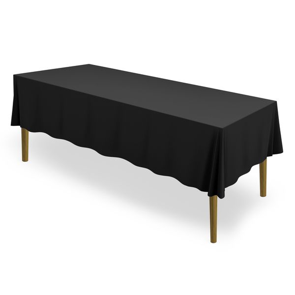 10 Pack 60" x 102" Rectangular Polyester Fabric Tablecloths for Wedding - Black