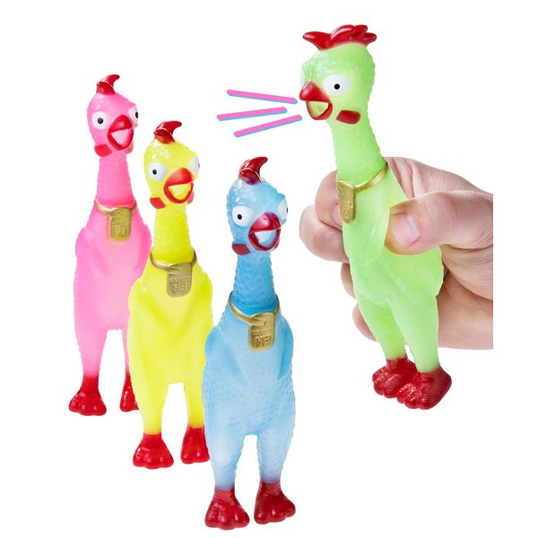 Animolds Mini Glow in The Dark Rubber Chicken (4 Pack)
