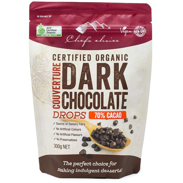 Chef's Choice Organic Dark Chocolate (70%) Drop Organic Dark Chocolate Drops (1: 10.6 oz (300 g) x 1 Bag)