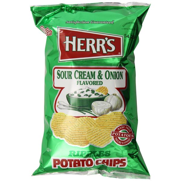 Herr's Sour Cream and Onion Potato Chips, 9 Ounce (Pack of 1) (package may vary)