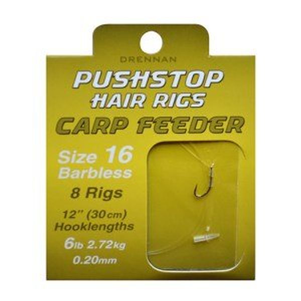 Drennan Pushstop Carp Feeder Hair Rigs Size 8 Barbless Qty 8
