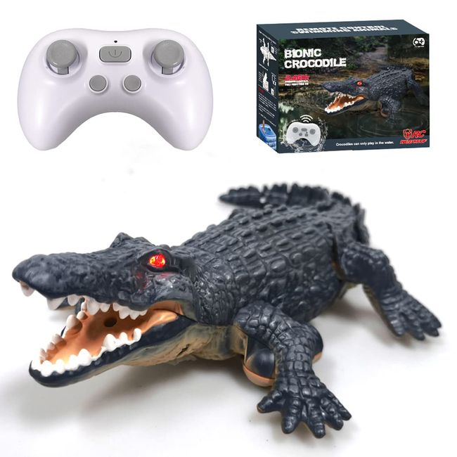 YHDFVSA HANPENGFEILTD RC Crocodile Toy Remote Control Alligator Toy High Simulation Crocodile RC Boat 2.4G RC Crocodile Toy USB Rechargeable Waterproof Pools Lakes RC Crocodile Toy for Kids Ages 6+