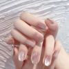 Nail Tips 24pcs Crystal Glitter Medium Fake Nail Tips for Wedding, Party, Holiday, Dating, Prom, Daily Life