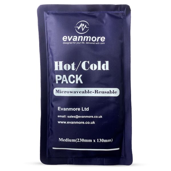 Reusable Hot Cold Gel Pack Packs - Evanmore Ice Heat Therapy Wrap Compress for Pain Relief from Injuries Sprains Inflammation, Headaches Muscle Pains Microwave Freezer 13 x 23cm (2)