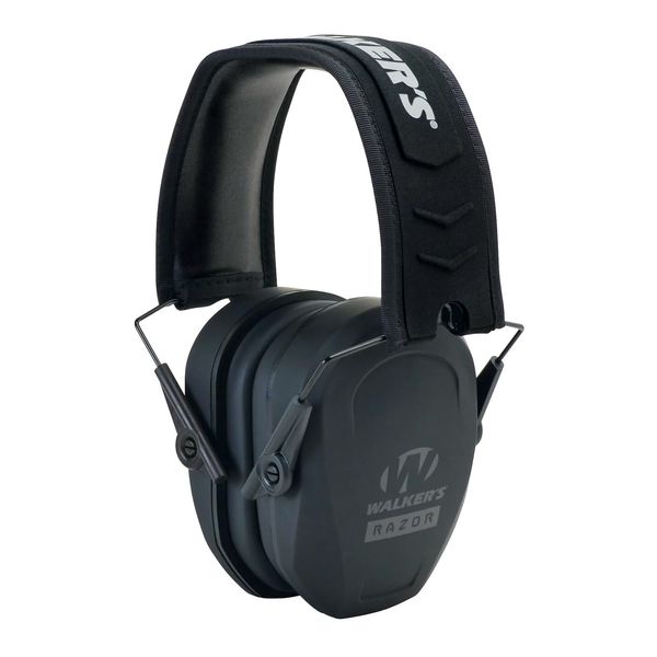 Walker's Razor Slim Passive Earmuff - Ultra Low-Profile Earcups - Black