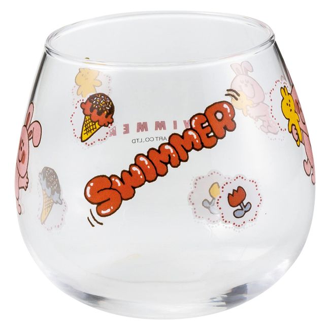 Sunart SWIMMER RABBIT SAN3663-2 Wobbling Glass Cup, 9.8 fl oz (290 ml), Made in Japan