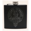 Art Pewter Sutherland Clan Crest Black 6oz Hip Flask Box Set