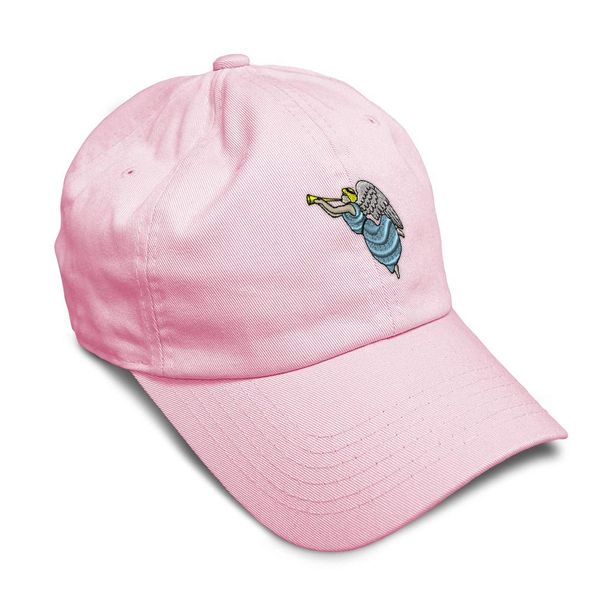 Soft Baseball Cap Angel B Embroidery Other Religion Twill Cotton Dad Hats for Men & Women Soft Pink Design Only