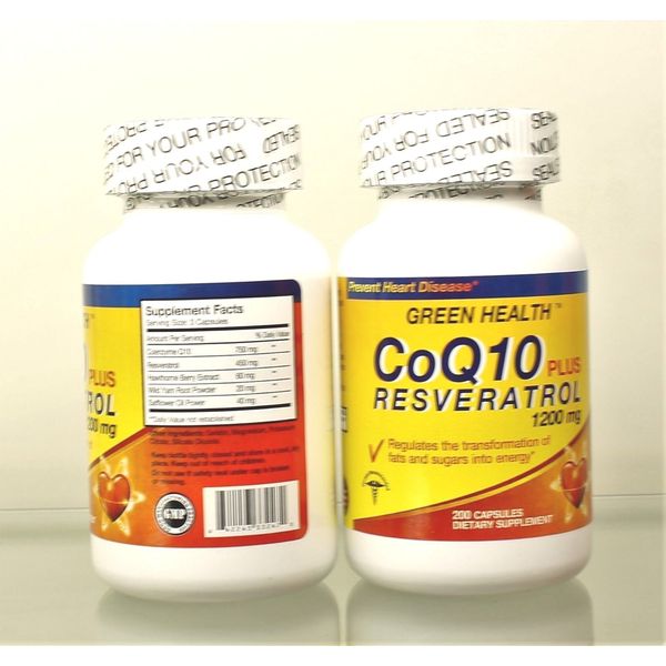 CoQ10 750mg Plus Resveratrol 2 Bottles promotes Heart Health Exp 01-2025 USA