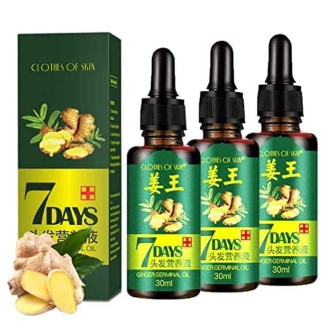 7 Day Ginger Germinal Serum Essence Oil Loss Treatment Growth Hair,Ginger Germinal Oil, Ginger Hair Growth Serum, Ginger Essential Oil (3 Packs)