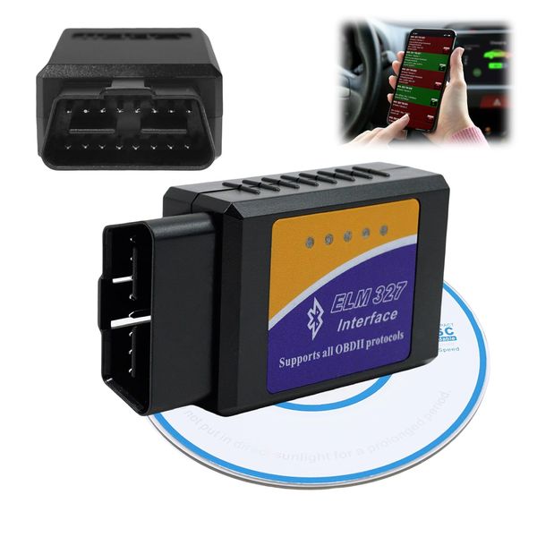 OBD2 Bluetooth Scanner Code Reader Reset for Android Windows - Car Diagnostic Tool for Engine Light Check, Compatible with Torque, OBD Fusion, Car Scanner Apps