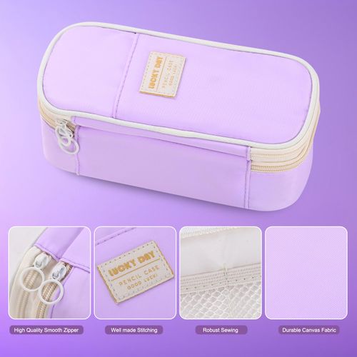 Tergopa Pencil Case for Girls Kids Teens Adults Big Pencil Bag with Zipper Big Pen Pouch Large Stationery Pen Case Organizer for School Purple