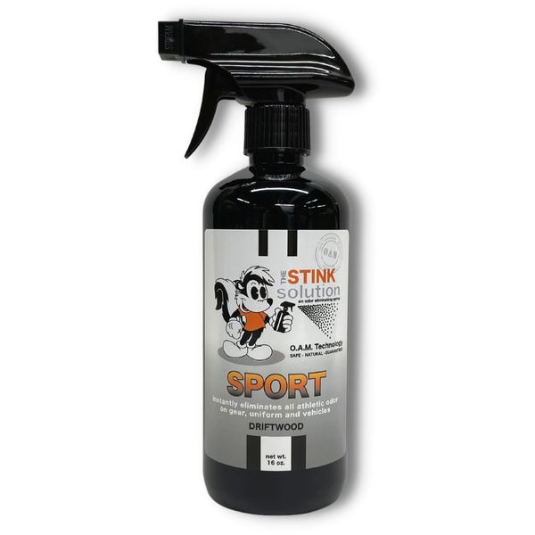 The Stink Solution Sports Equipment Deodorizer: Works for Boxing Gloves, Yoga Mats, Hats, Helmets, and Shoe Odor Elimination! Safe Odor Eliminator Spray for Sports Gear - 1 16 oz Driftwood Bottle