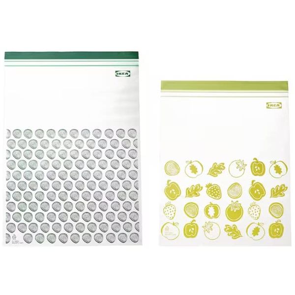 Ikea ISTAD Eastard Freezer Bag Reusable Double Zipper Plastic Bags with 8 Choices (Pattern/Green)