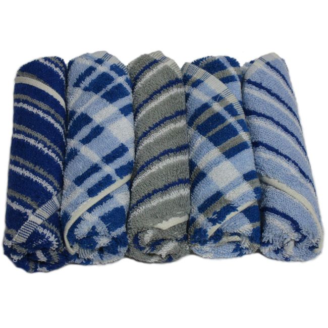 100% Cotton Gentle Texture: Men's Towel Handkerchiefs 5 Patterns Set of 5