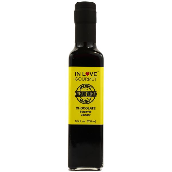 In Love Gourmet Chocolate Balsamic Vinegar 250ML/8.5oz Great on Strawberries and Fruit Salads, Amazing on Grilled Steaks and Chicken