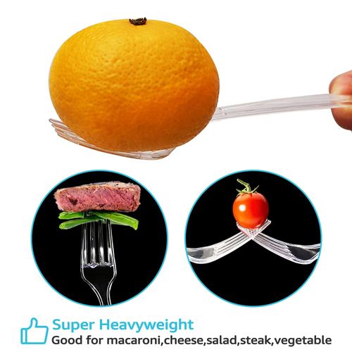 [100 Count] Heavy Duty Clear Plastic Forks Disposable Plastic Fork Bulk Utensils Reusable Cutlery Set Thick Plasticware Silverware for Party,Every Day Use,Picnic,Camping,Wedding,Barbecues