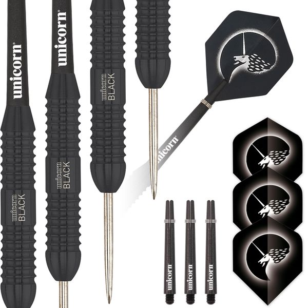 Unicorn Steel Tip Darts Set | Core Plus Black Brass Barrels|Style 2| 24 g