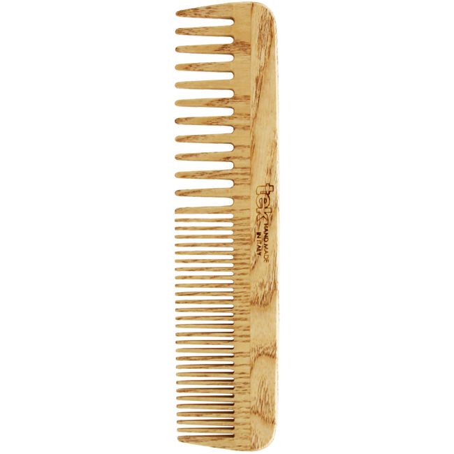 TEK - Large Comb with Sparse and Dense Teeth in Ash Wood Handmade in Italy, for Wavy and/or Fine Hair - 20 x 4.5 cm