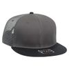 OTTO SNAP Cotton Twill Round Flat Visor 6 Panel Mesh Back Trucker Snapback - Blk/Ch.Gry/Ch.Gry