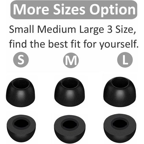 Replacement Memory Foam Ear Tips Compatible with Powerbeats-Pro 2, Noise Canceling Foam Eartips Ear Plug Ear Tip,Fit in Case,L/M/S 3 Size 3 Pairs,Black (214pbp3p2b)
